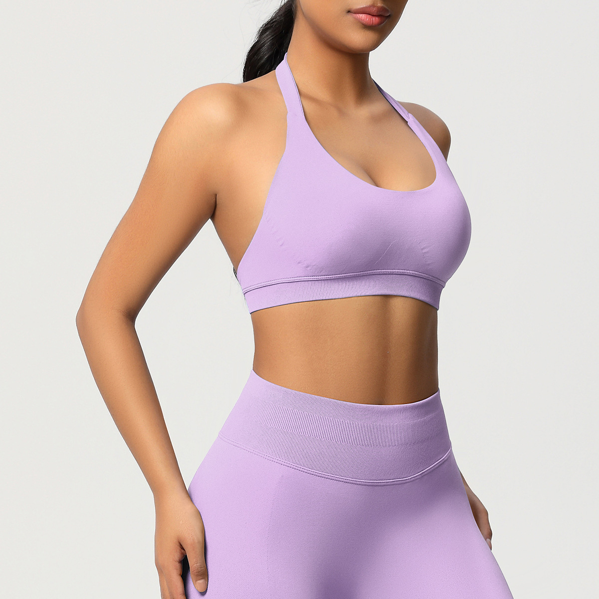 Women's Seamless Bandeau Sports Bra and Leggings Set