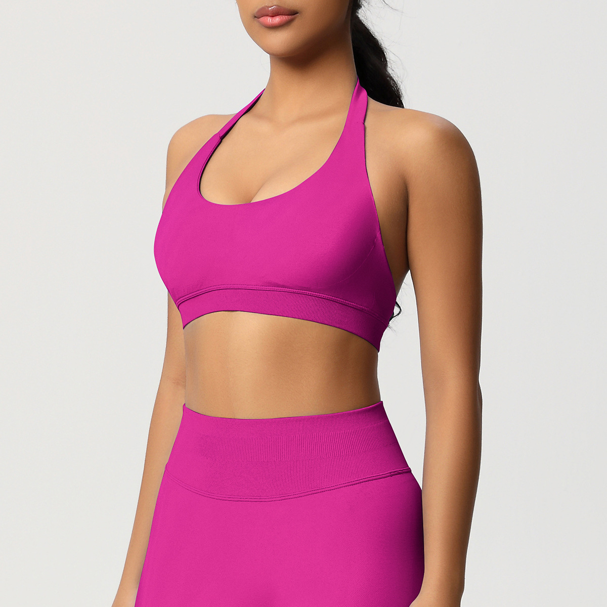 Women's Seamless Bandeau Sports Bra and Leggings Set