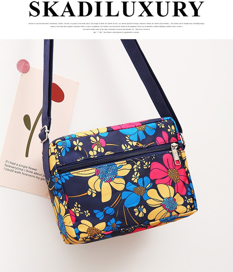 Printed Nylon Crossbody Bag, Floral, Plaid and Pattern Styles
