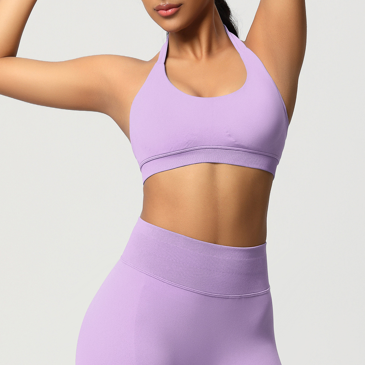 Women's Seamless Bandeau Sports Bra and Leggings Set
