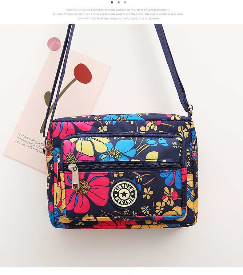 Printed Nylon Crossbody Bag, Floral, Plaid and Pattern Styles