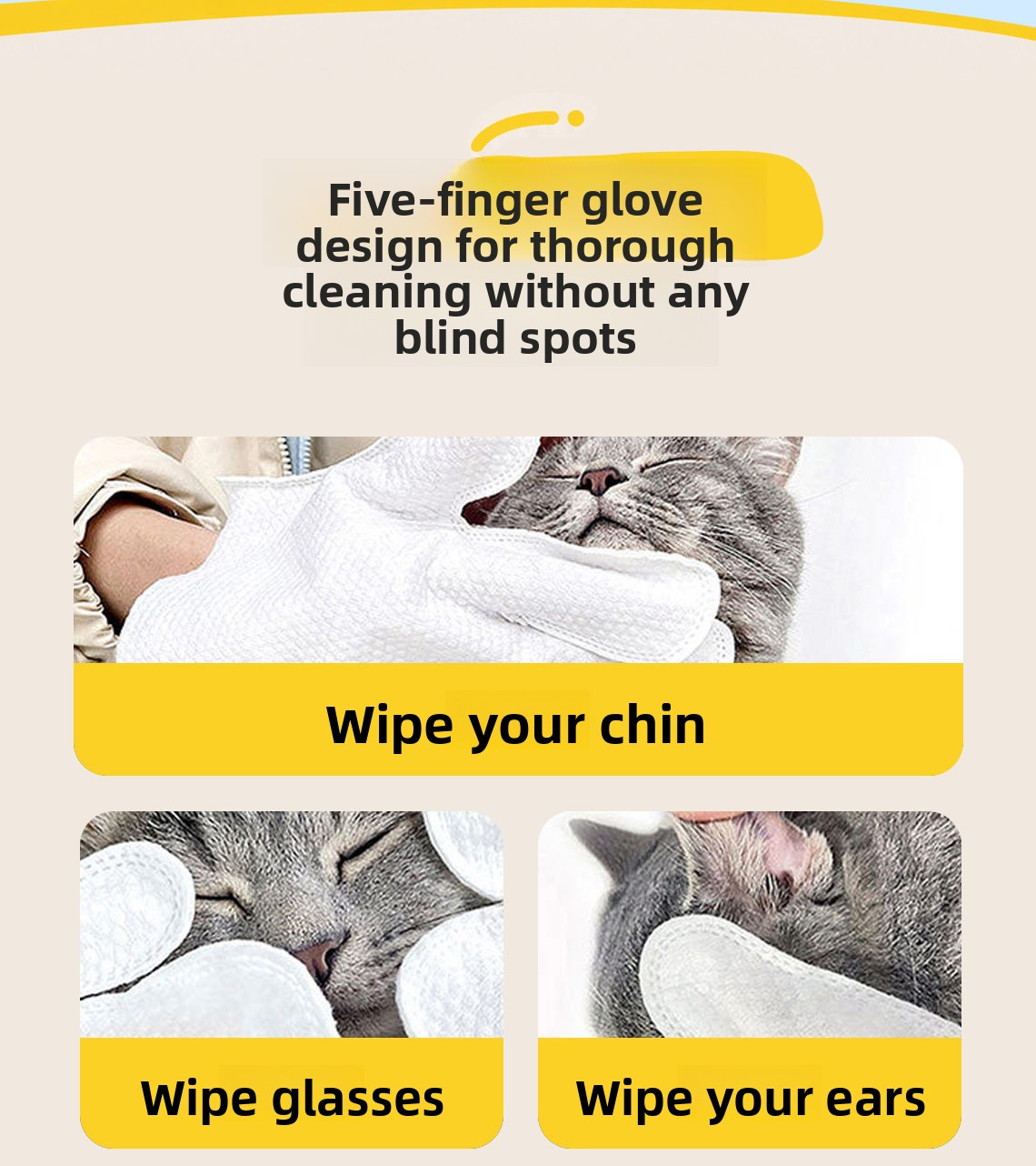 50-Piece Pet Waterless Deodorizing Bathing Gloves
