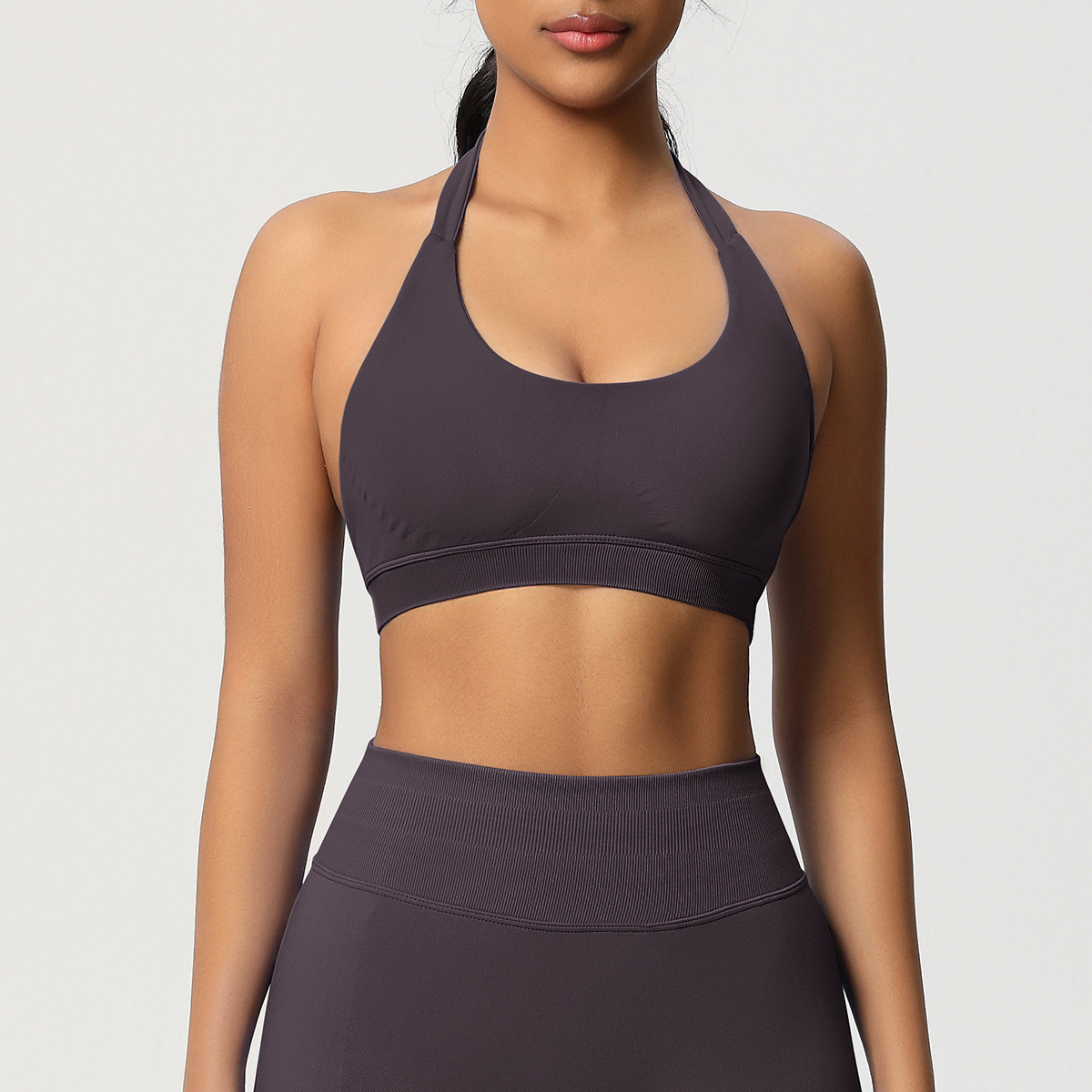 Women's Seamless Bandeau Sports Bra and Leggings Set