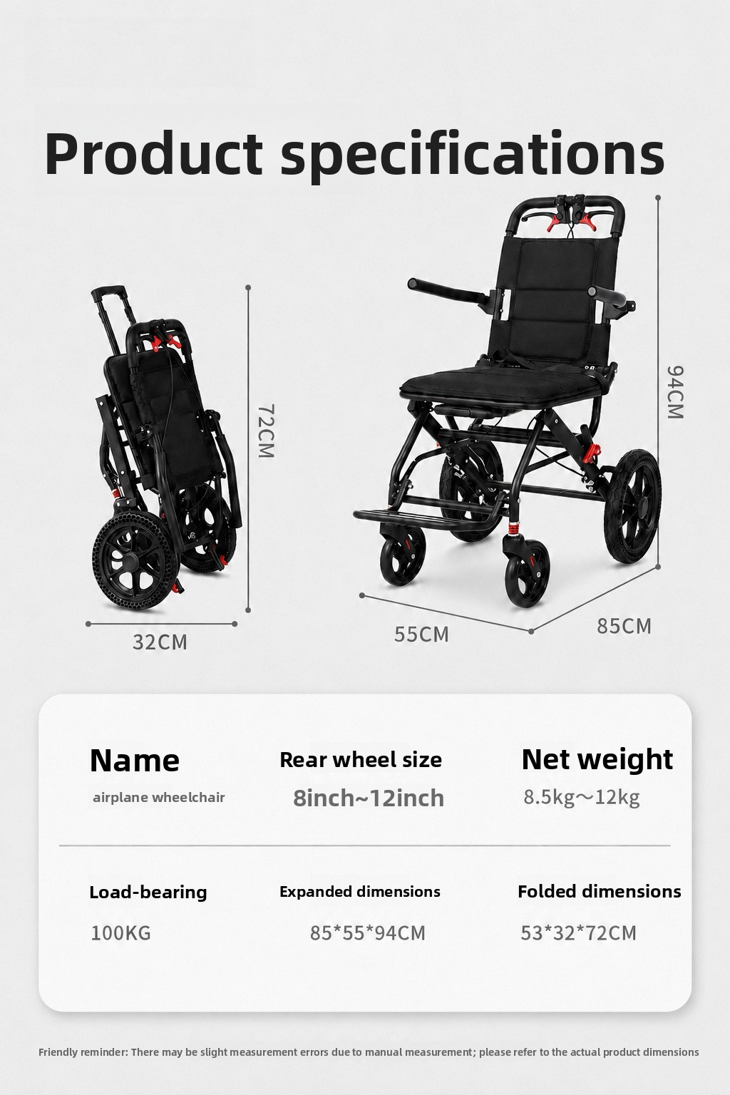 Travelling wheelchair is lightweight.
