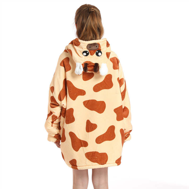 Kids Cartoon Animal Hooded Fleece Winter Robe
