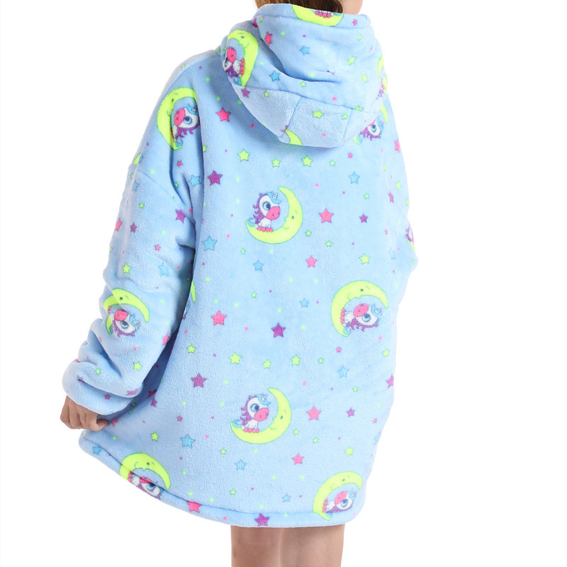Kids Cartoon Animal Hooded Fleece Winter Robe