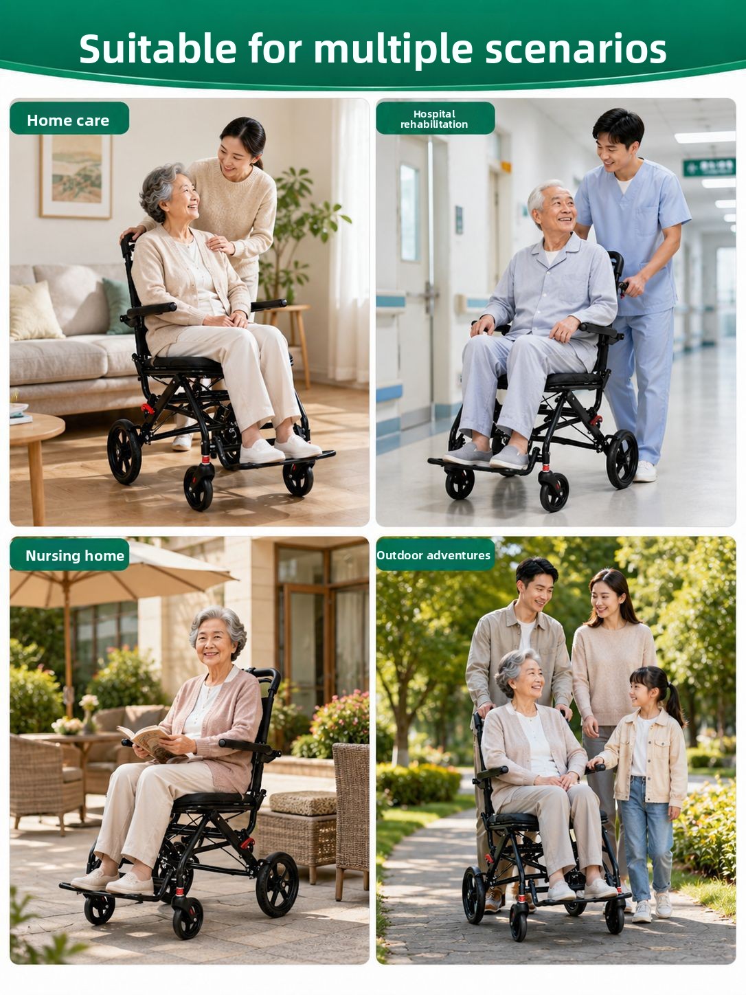Travelling wheelchair is lightweight.