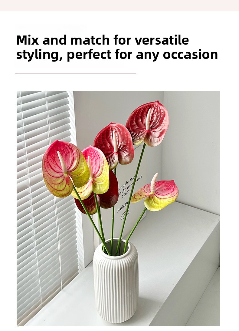 3D Printed Realistic Flaming Crane Artificial Flower Single Branch