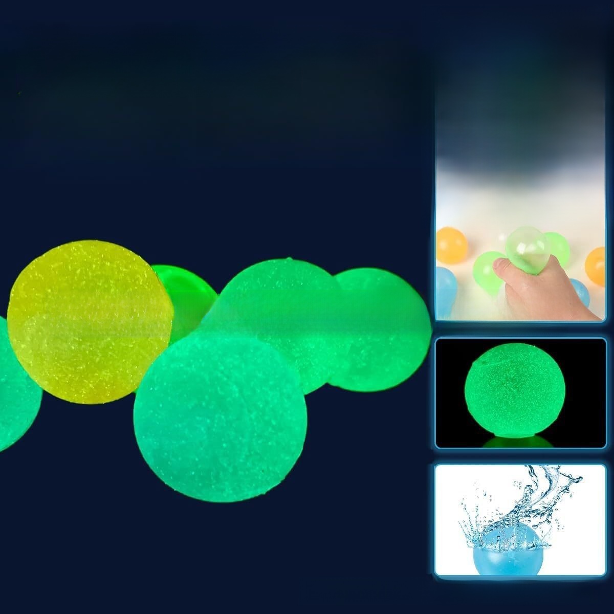 Glow-in-the-Dark Sticky Ball for Ceilings and Walls, Reusable Squeeze Toy