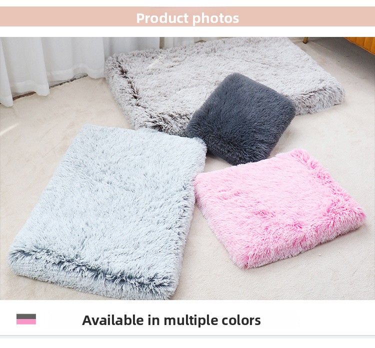 Ultra-Soft Plush Square Pet Bed Mat with Sponge Filling