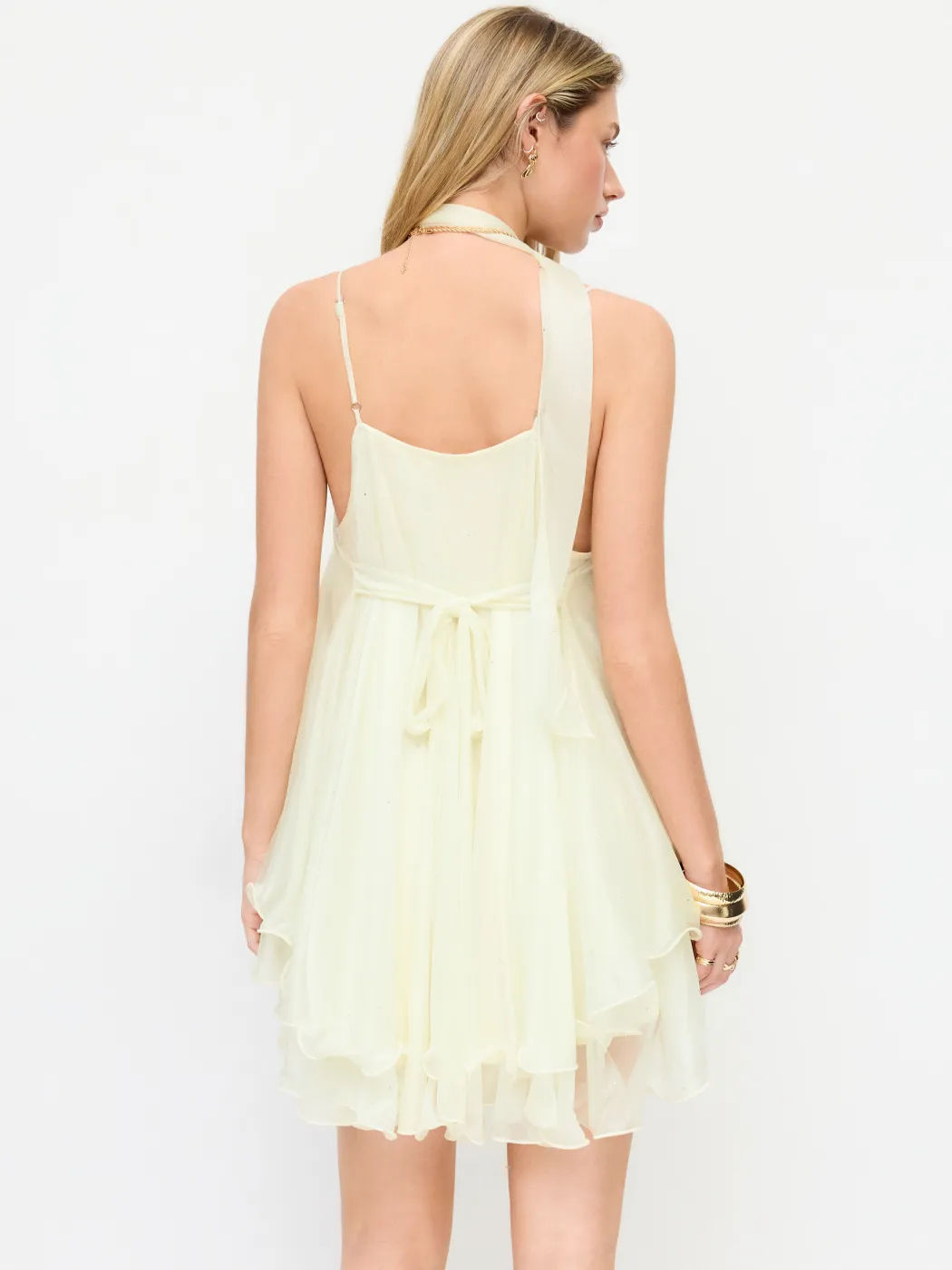 chiffon halter-neck dress