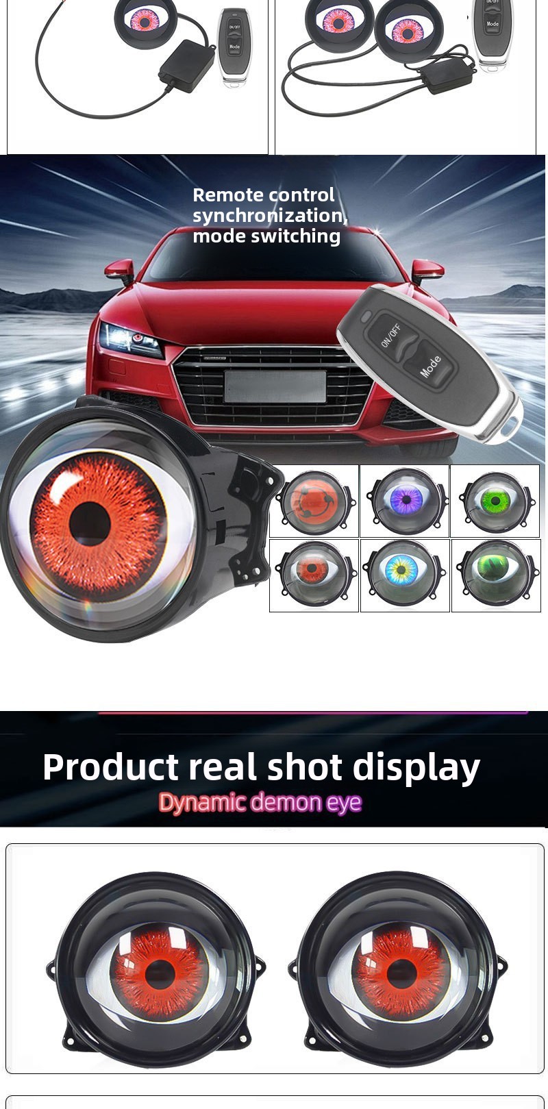 Dynamic Devil Eye LED Decorative Car Lens Light