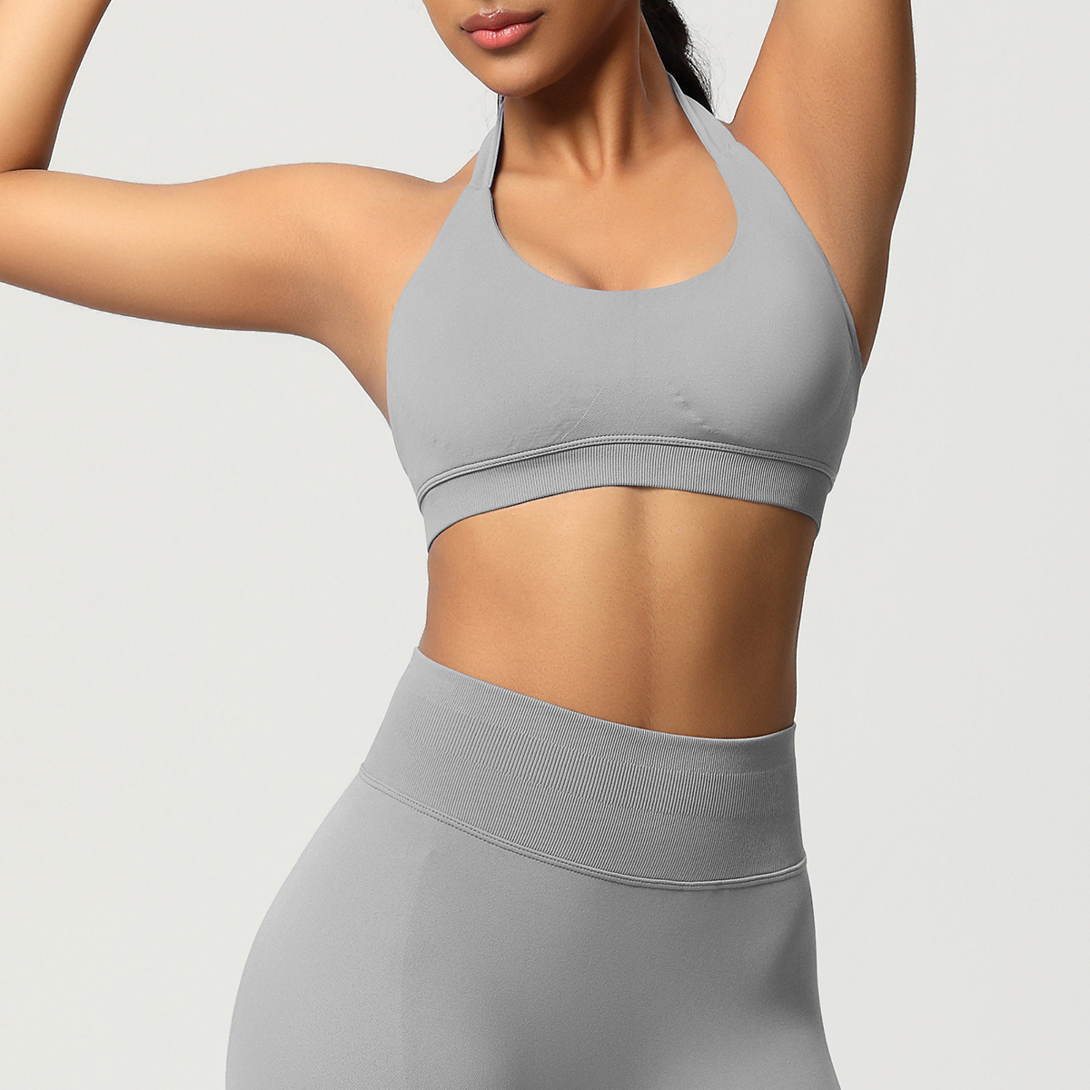 Women's Seamless Bandeau Sports Bra and Leggings Set