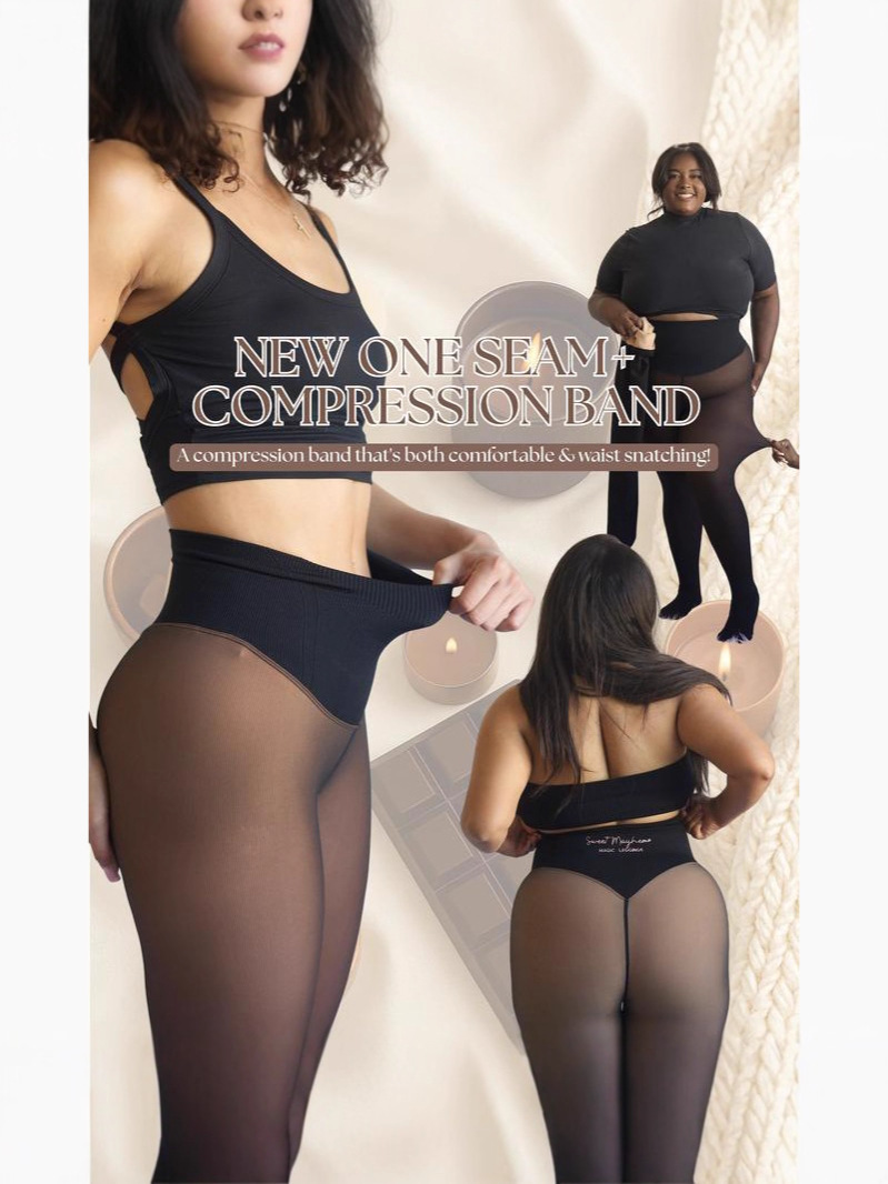 Women's Fleece-Lined Sheer-Look Tights with Single-Line Stitching