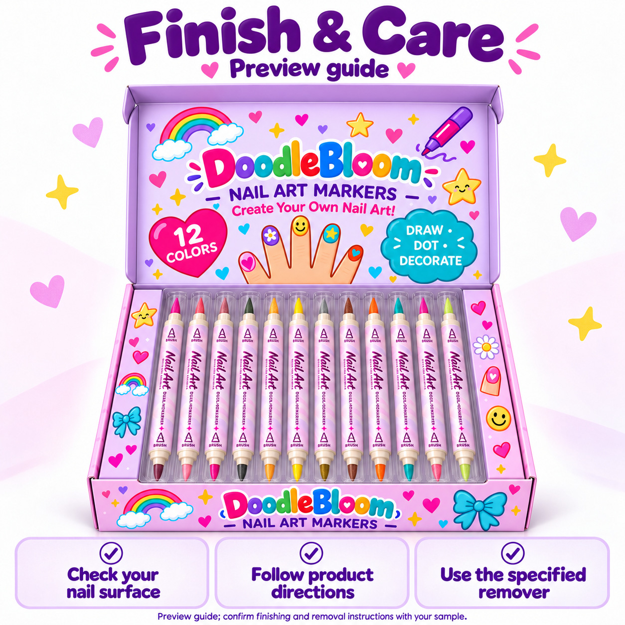 12-Color Metallic Dual-Tip Pearl Effect Nail Art Pen Set with Gift Box