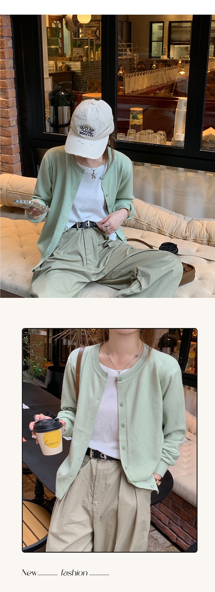 Women's Long Sleeve Solid Color Knit Cardigan with Buttons