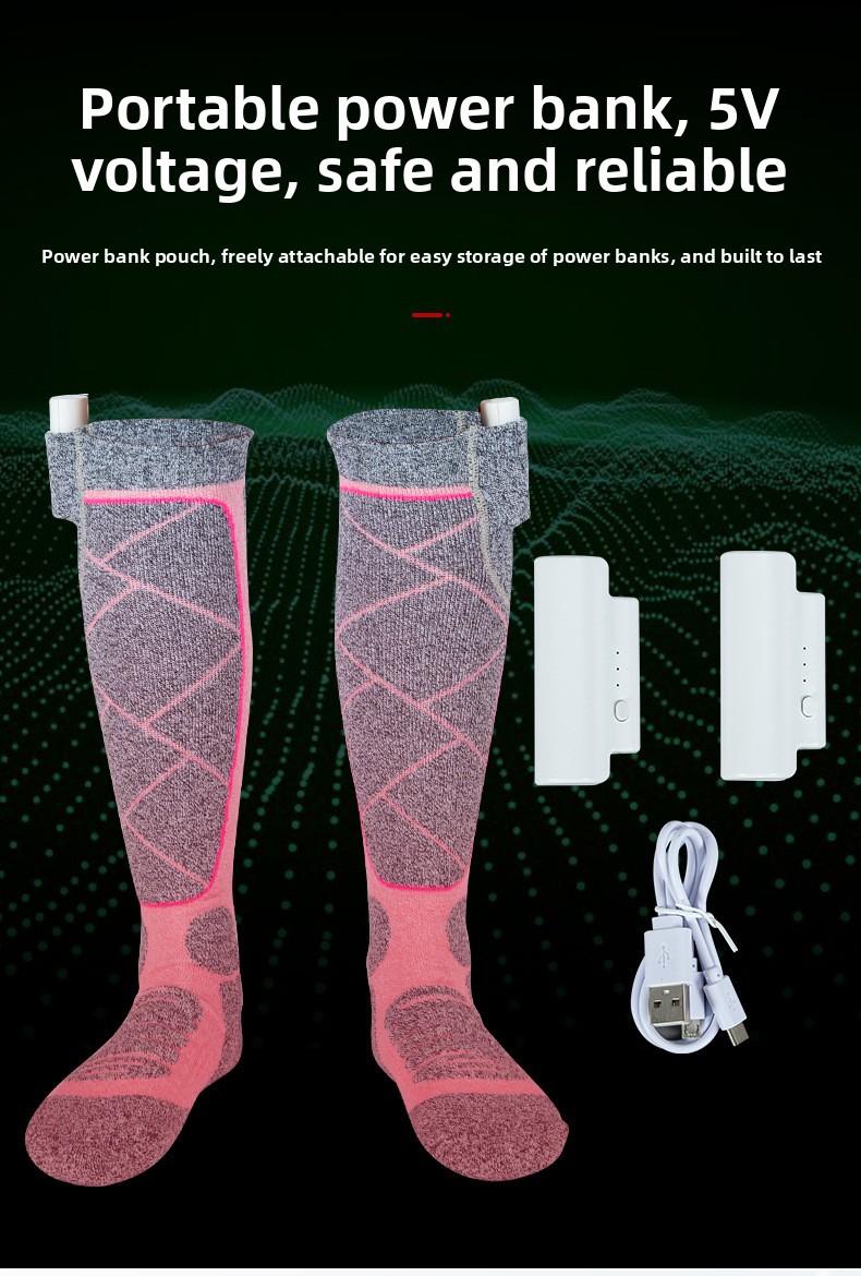 Rechargeable Electric Heated Socks with 3.7V Battery and 3 Heat Levels