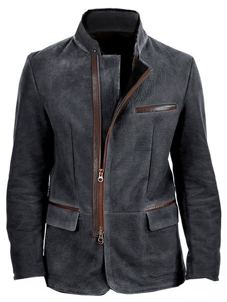 Men's Vintage Stand Collar Zipper Jacket Casual Long Sleeve Outerwear