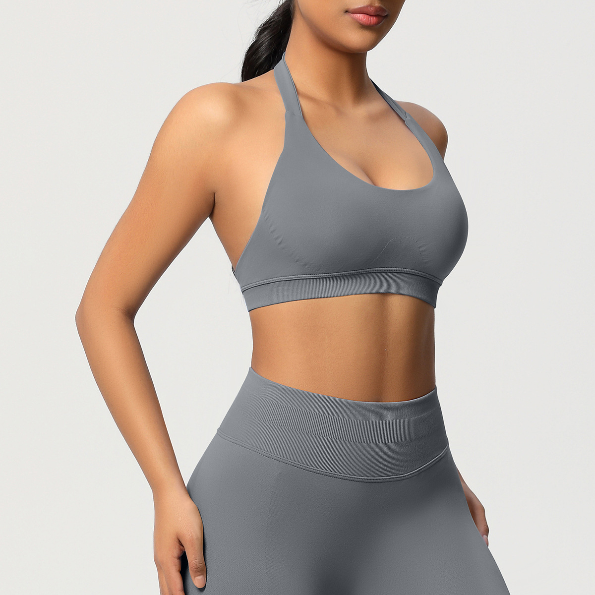 Women's Seamless Bandeau Sports Bra and Leggings Set