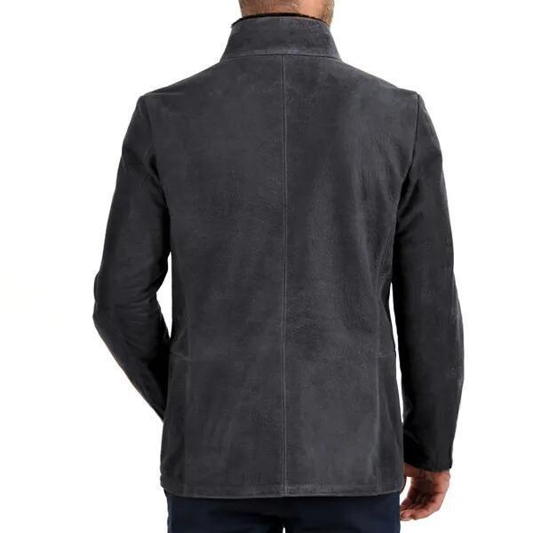 Men's Vintage Stand Collar Zipper Jacket Casual Long Sleeve Outerwear