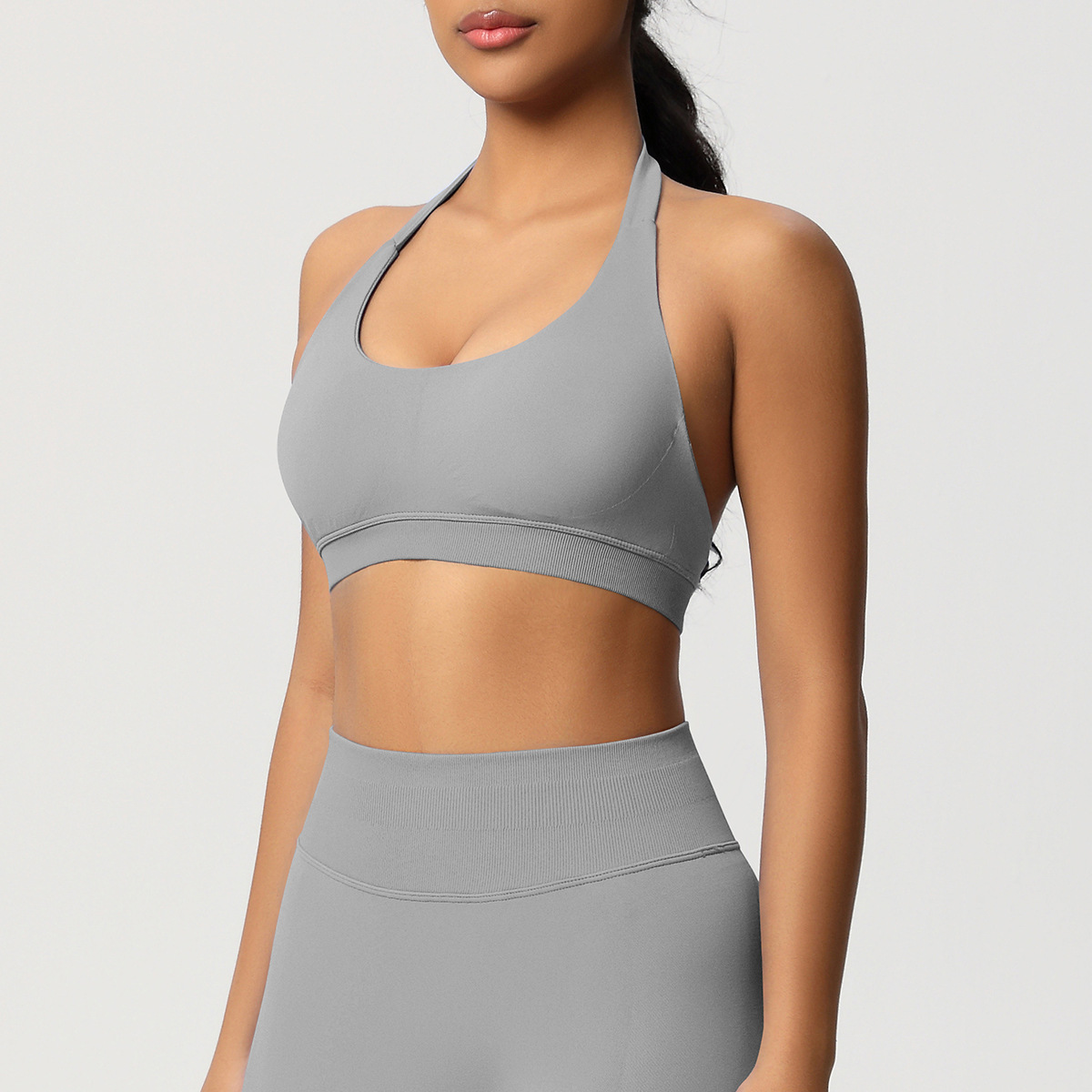 Women's Seamless Bandeau Sports Bra and Leggings Set