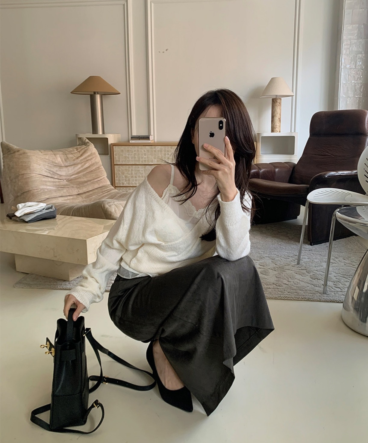 Korean Style V-Neck Diagonal Button Knit Sweater