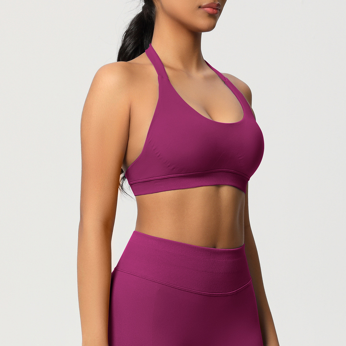 Women's Seamless Bandeau Sports Bra and Leggings Set