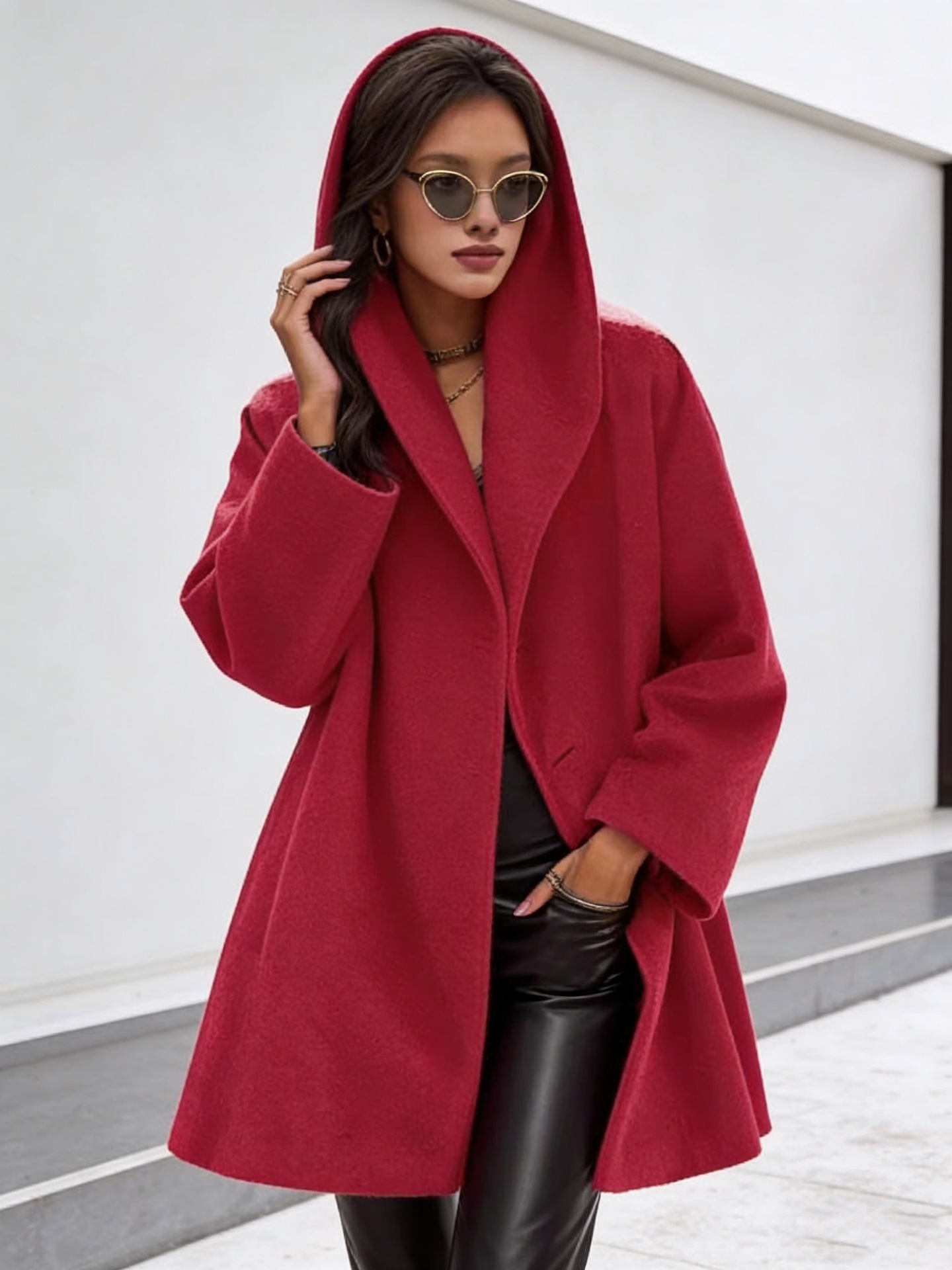 Fashion autumn and winter long multi-color coat loose