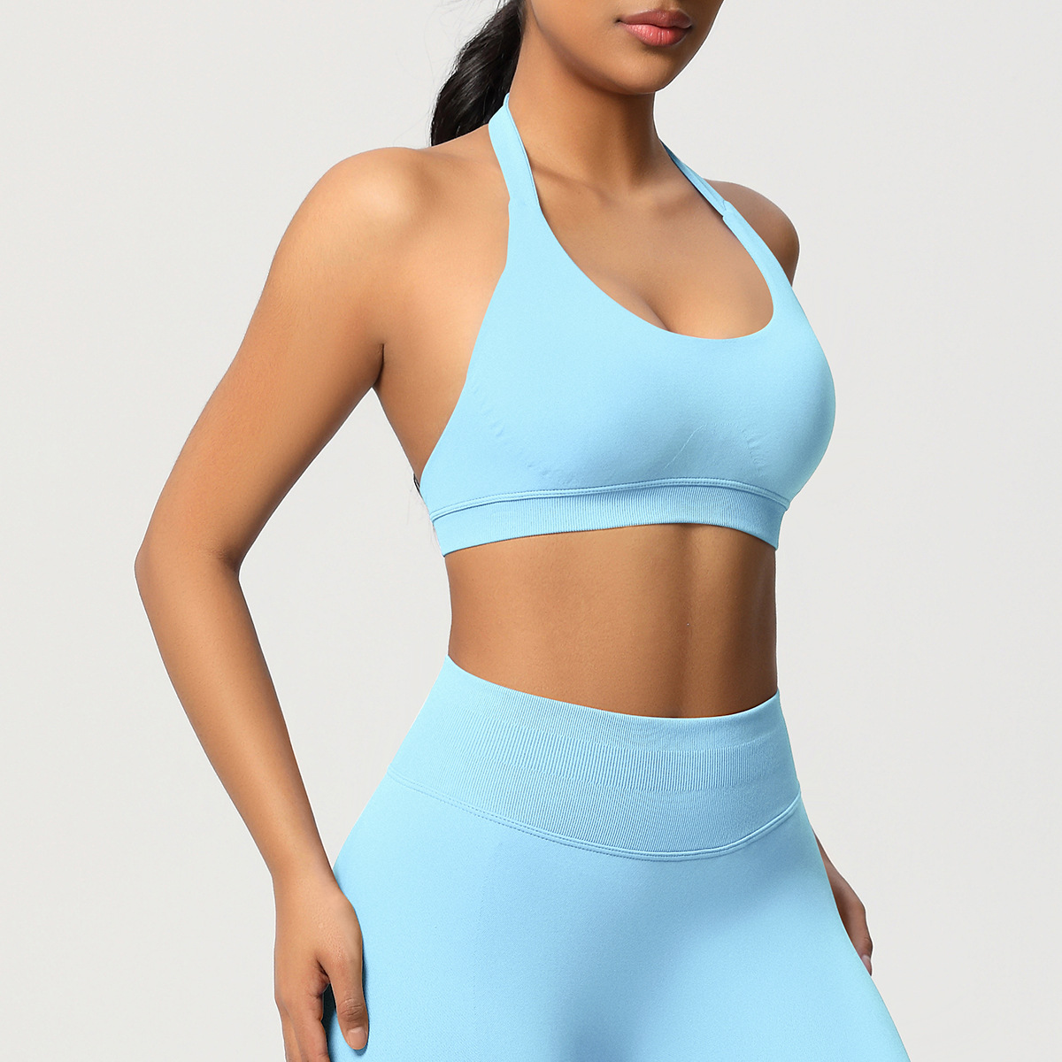 Women's Seamless Bandeau Sports Bra and Leggings Set