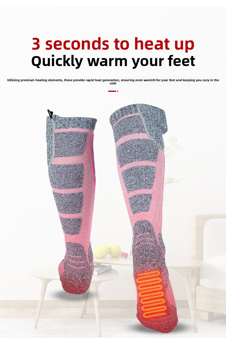Rechargeable Electric Heated Socks with 3.7V Battery and 3 Heat Levels