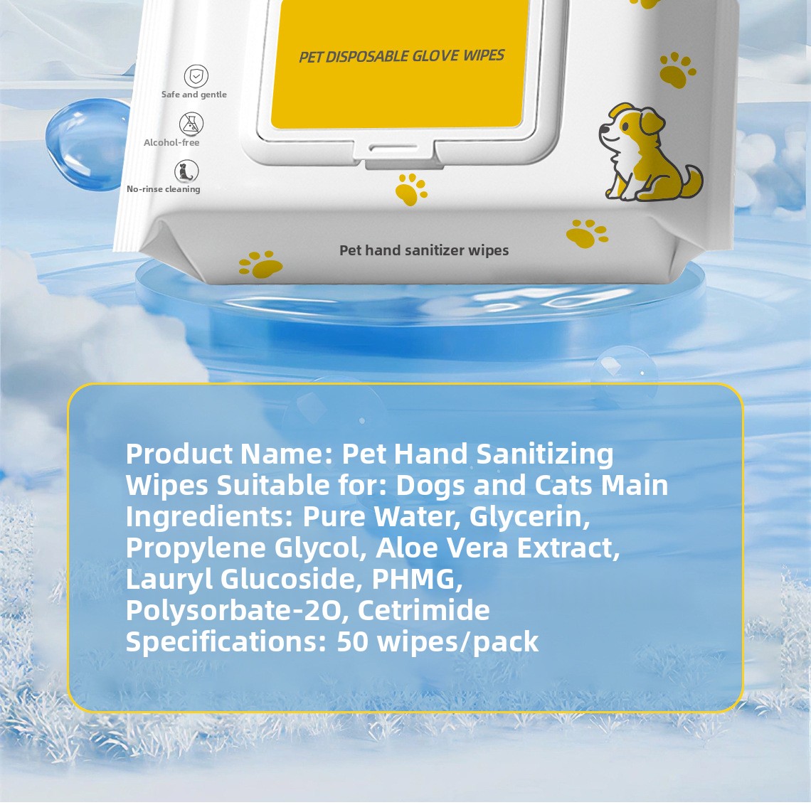 50-Piece Pet Waterless Deodorizing Bathing Gloves