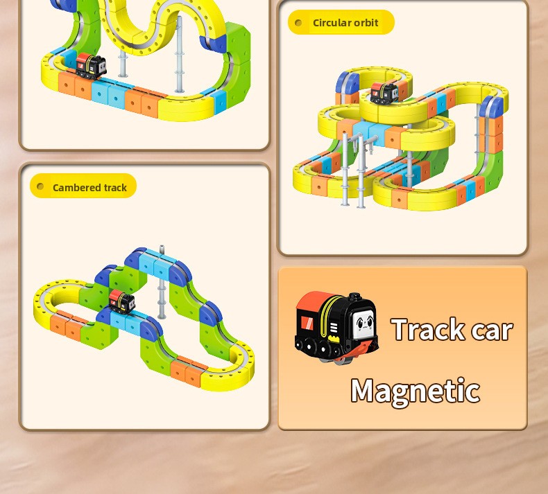 Electric Magnetic Tile Train Set, Building Block Track Toy for Kids