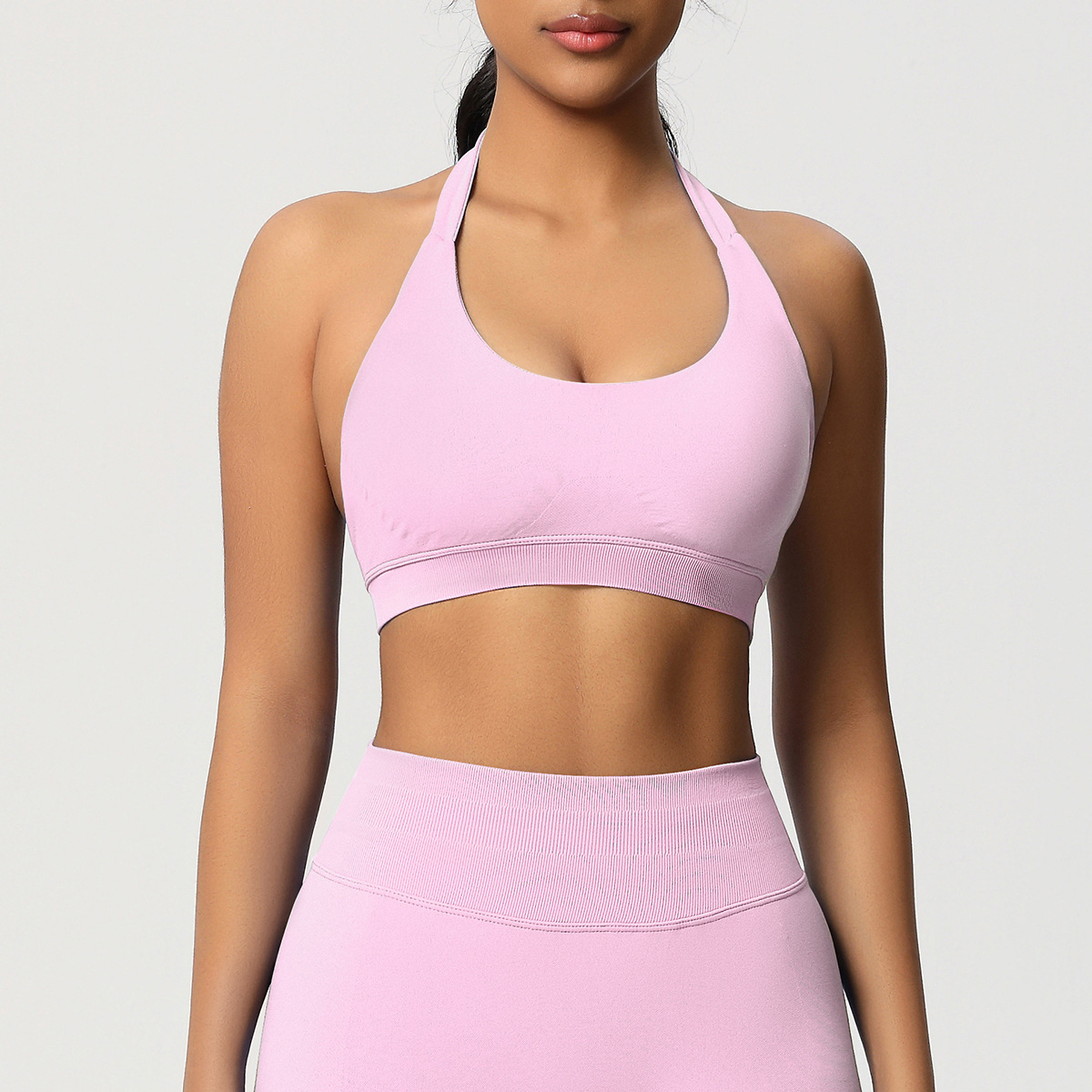 Women's Seamless Bandeau Sports Bra and Leggings Set