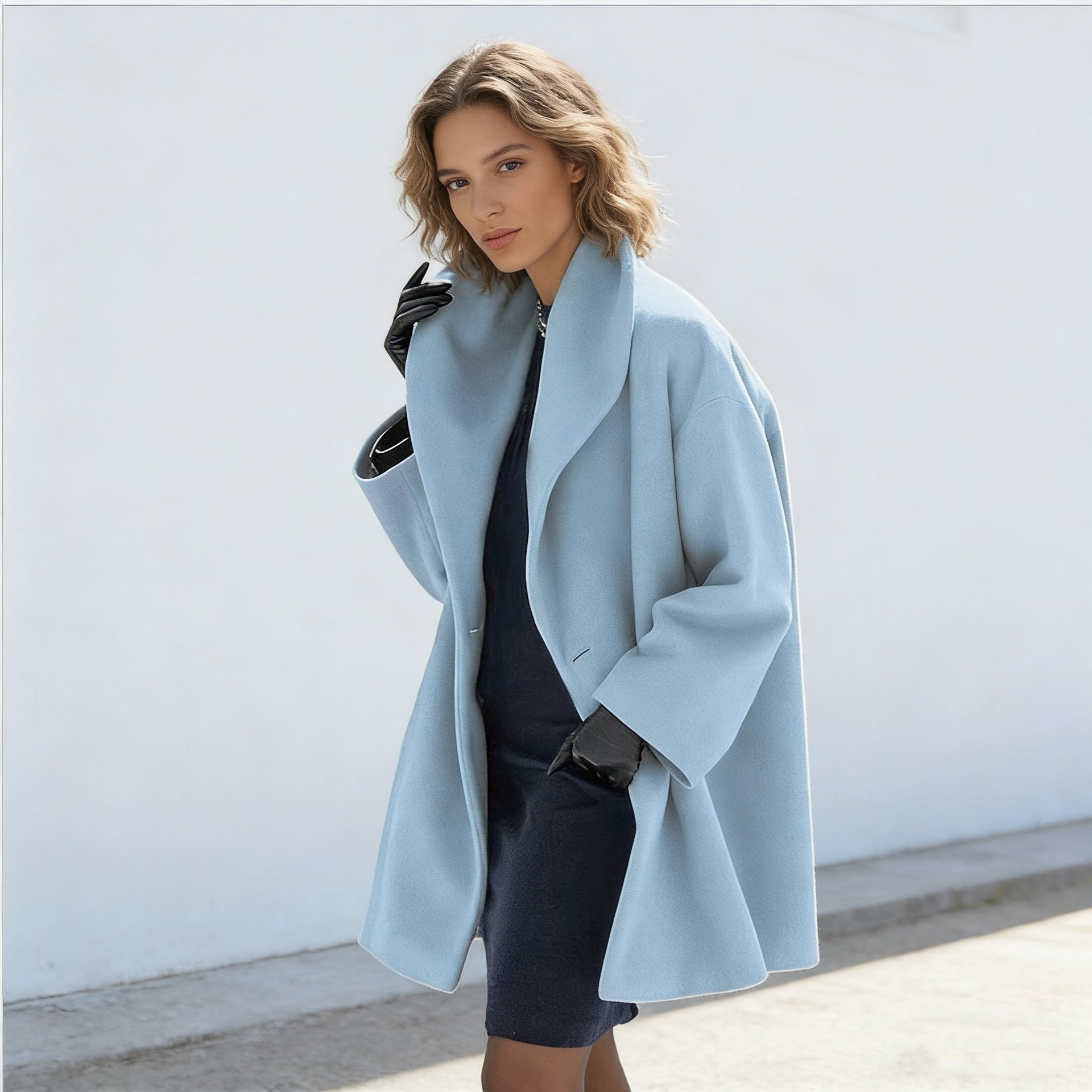 Fashion autumn and winter long multi-color coat loose