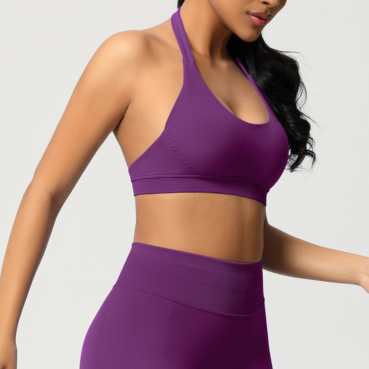 Women's Seamless Bandeau Sports Bra and Leggings Set