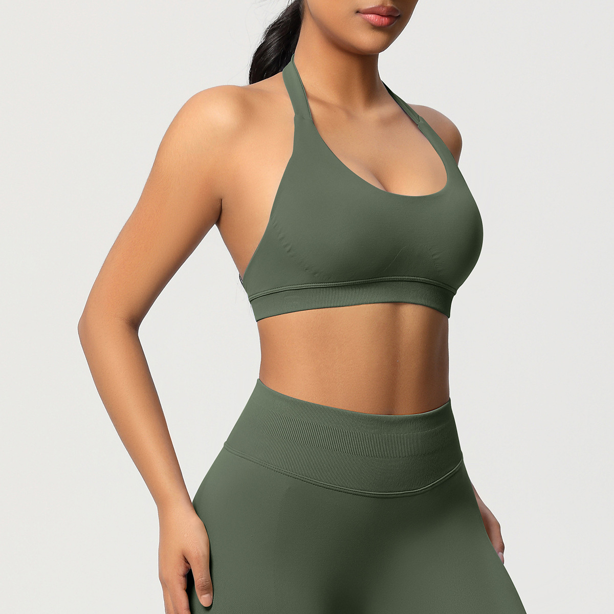 Women's Seamless Bandeau Sports Bra and Leggings Set