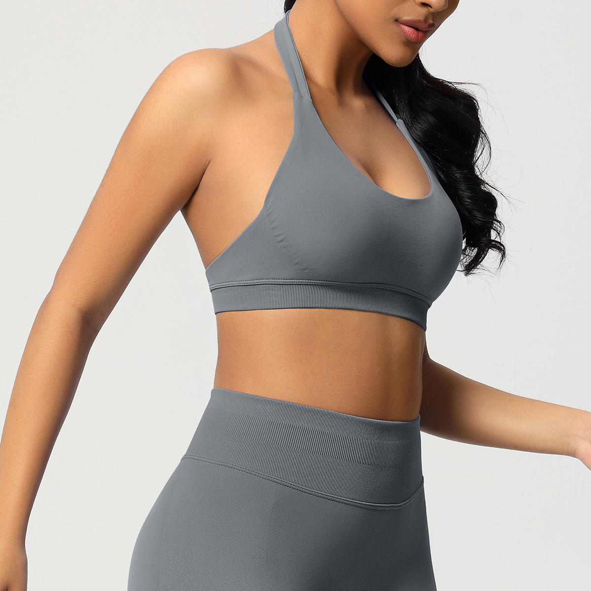 Women's Seamless Bandeau Sports Bra and Leggings Set