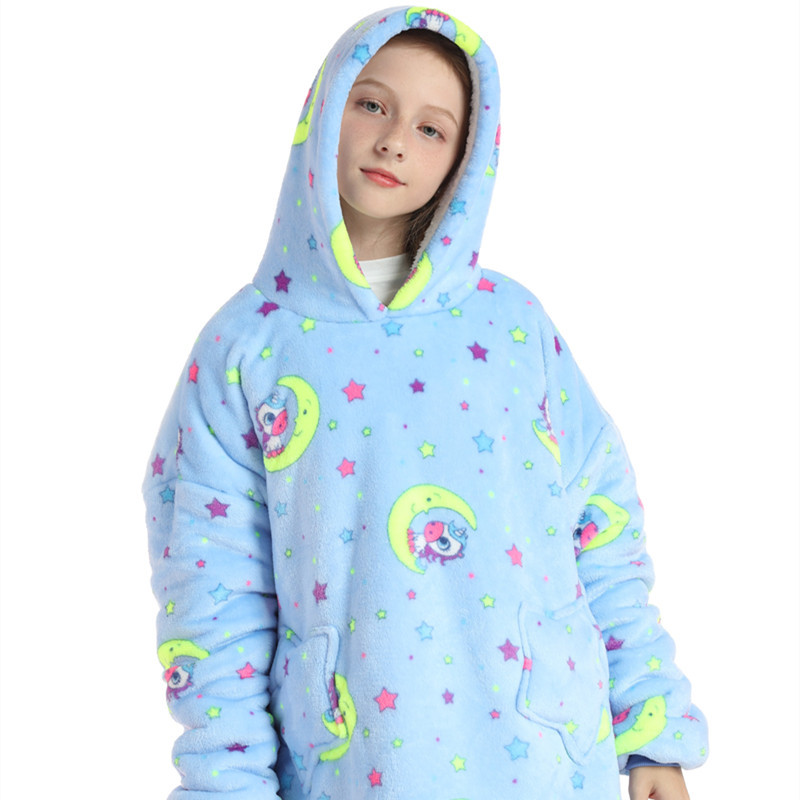 Kids Cartoon Animal Hooded Fleece Winter Robe