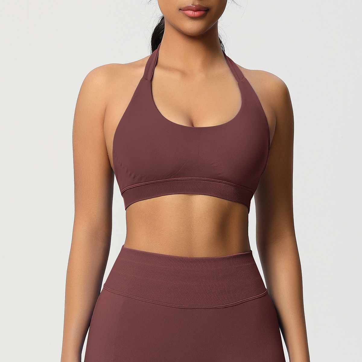 Women's Seamless Bandeau Sports Bra and Leggings Set