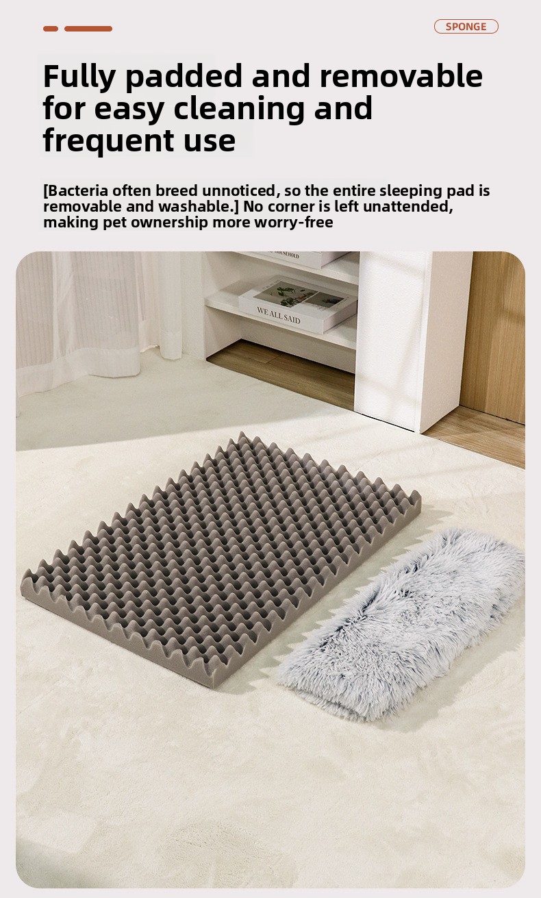 Ultra-Soft Plush Square Pet Bed Mat with Sponge Filling