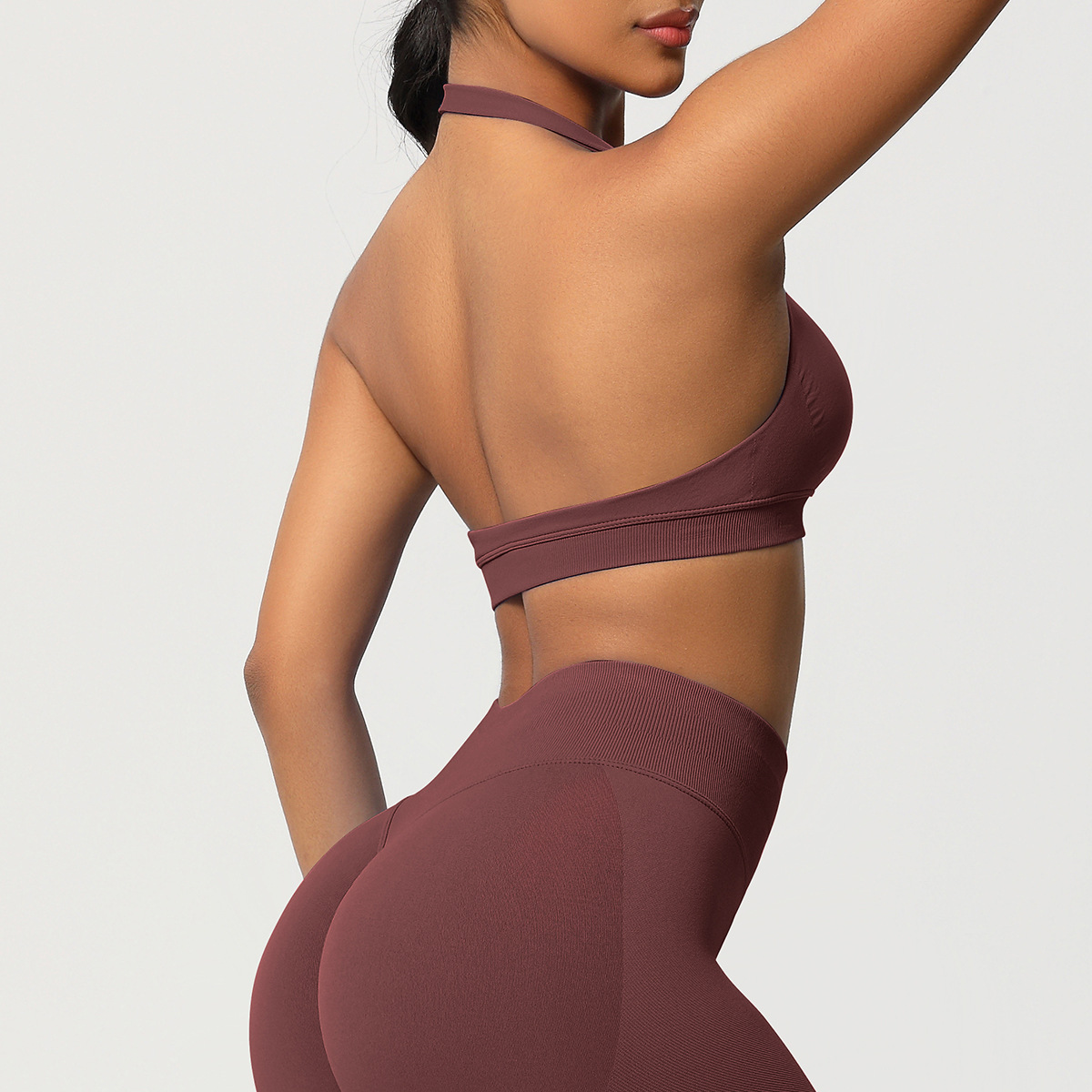 Women's Seamless Bandeau Sports Bra and Leggings Set