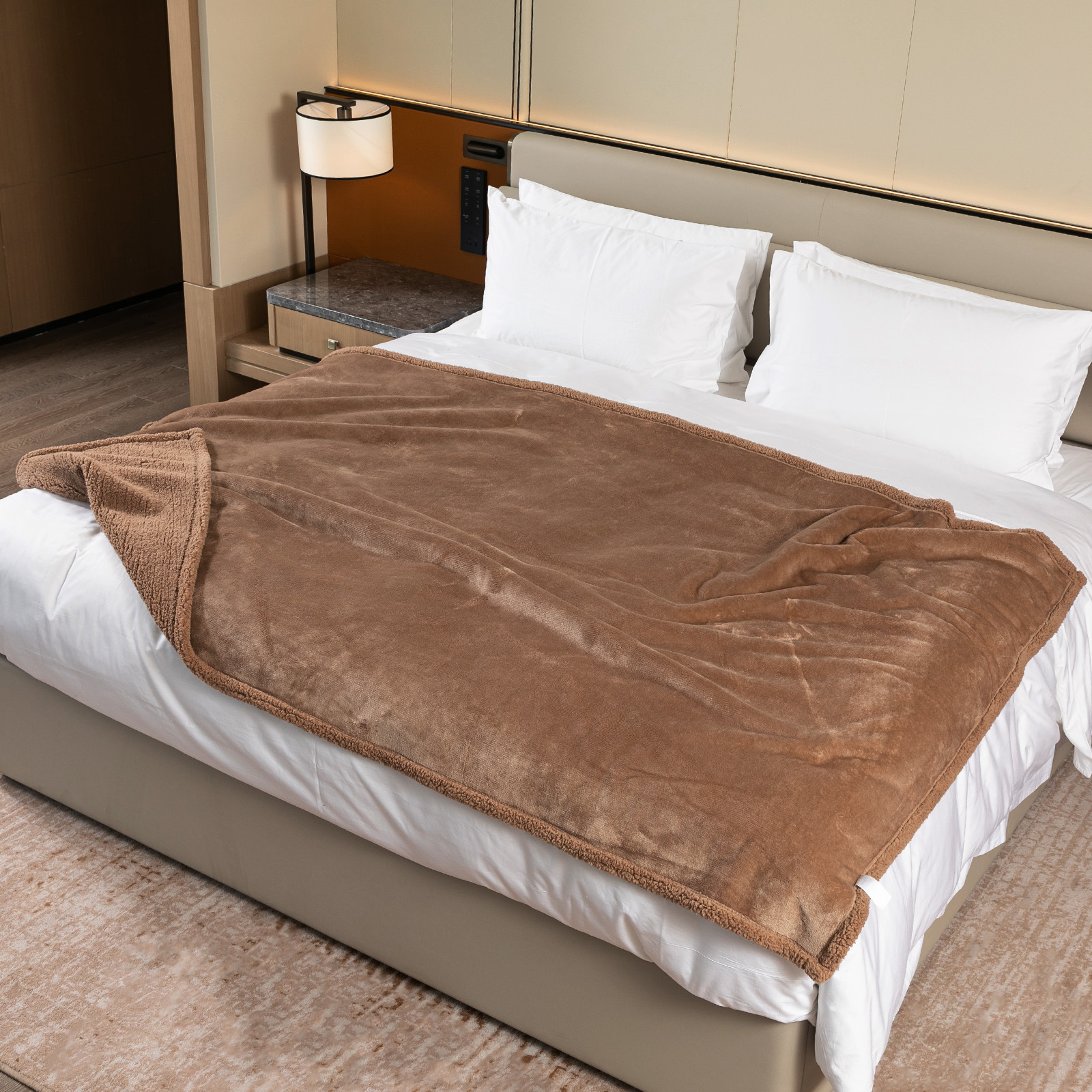 Reversible Flannel and Sherpa Pet Blanket with Lining Layer