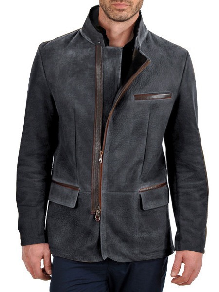 Men's Vintage Stand Collar Zipper Jacket Casual Long Sleeve Outerwear