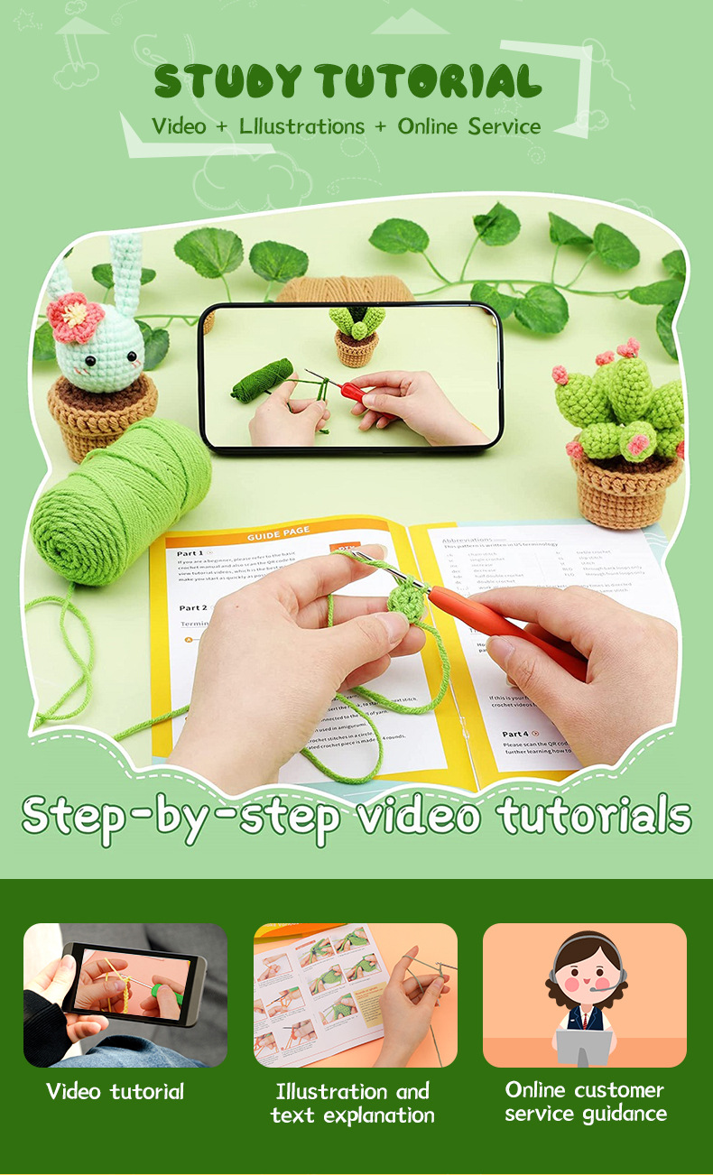 Crochet Material Package Animal English Instruction Video Handmade Doll DIY