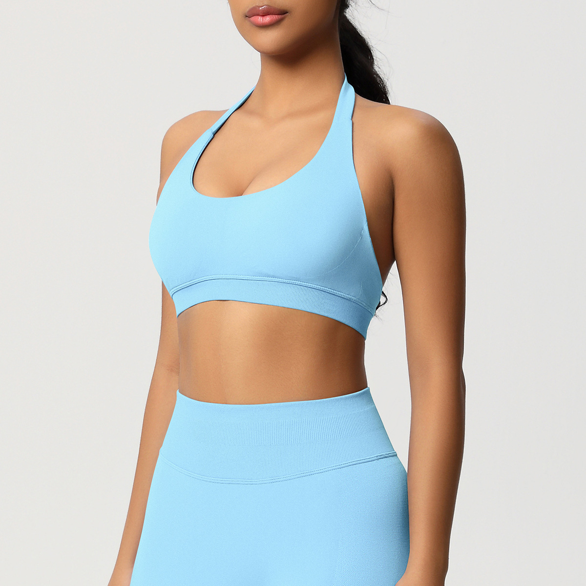 Women's Seamless Bandeau Sports Bra and Leggings Set