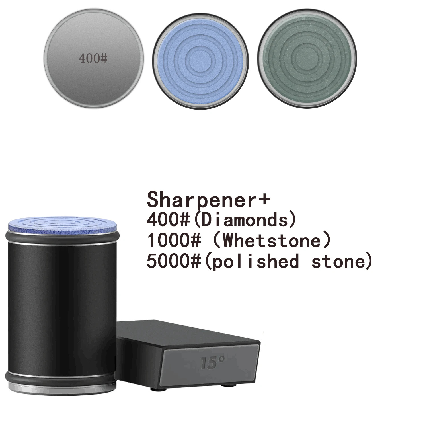 Diamond Knife Sharpener with Whetstone, Roller and Grit Options