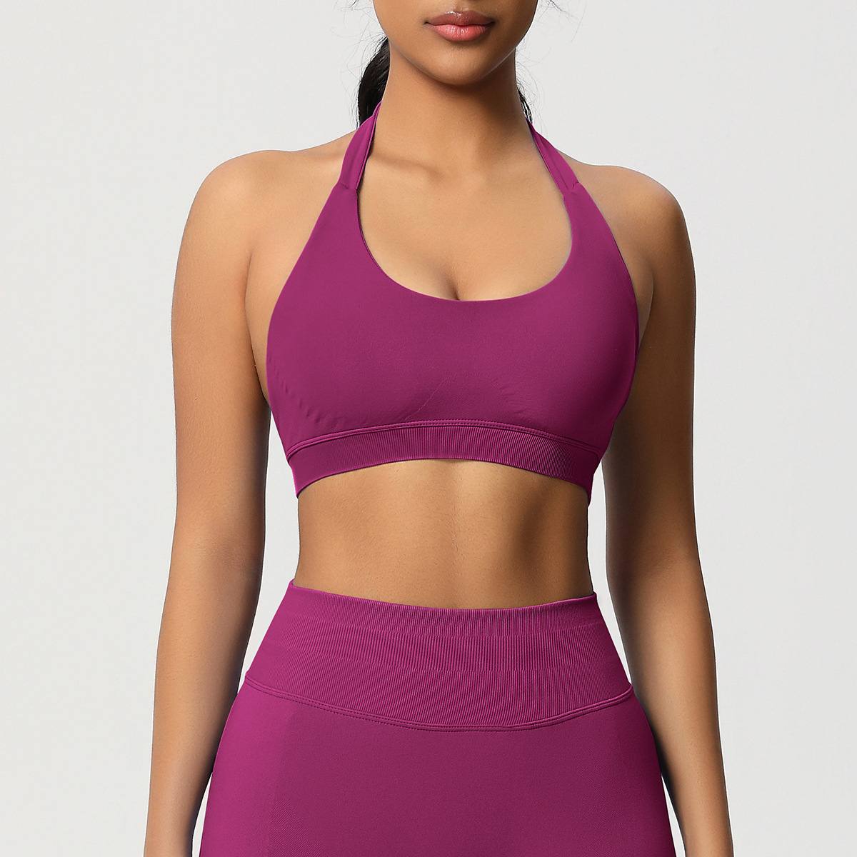 Women's Seamless Bandeau Sports Bra and Leggings Set
