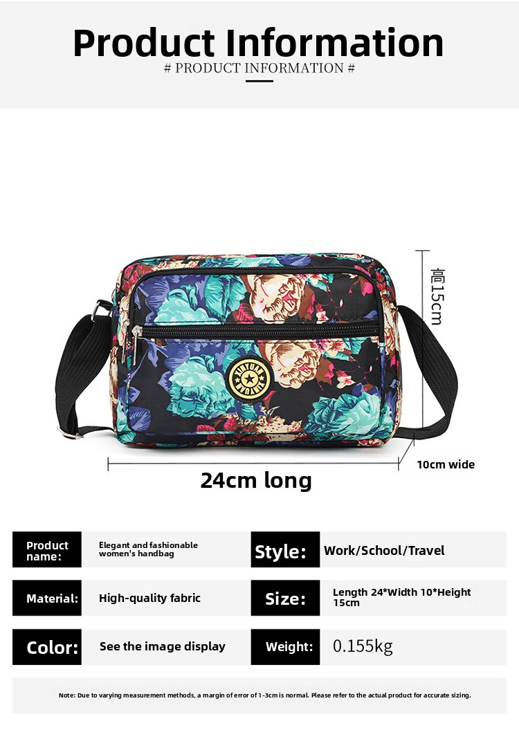Printed Nylon Crossbody Bag, Floral, Plaid and Pattern Styles