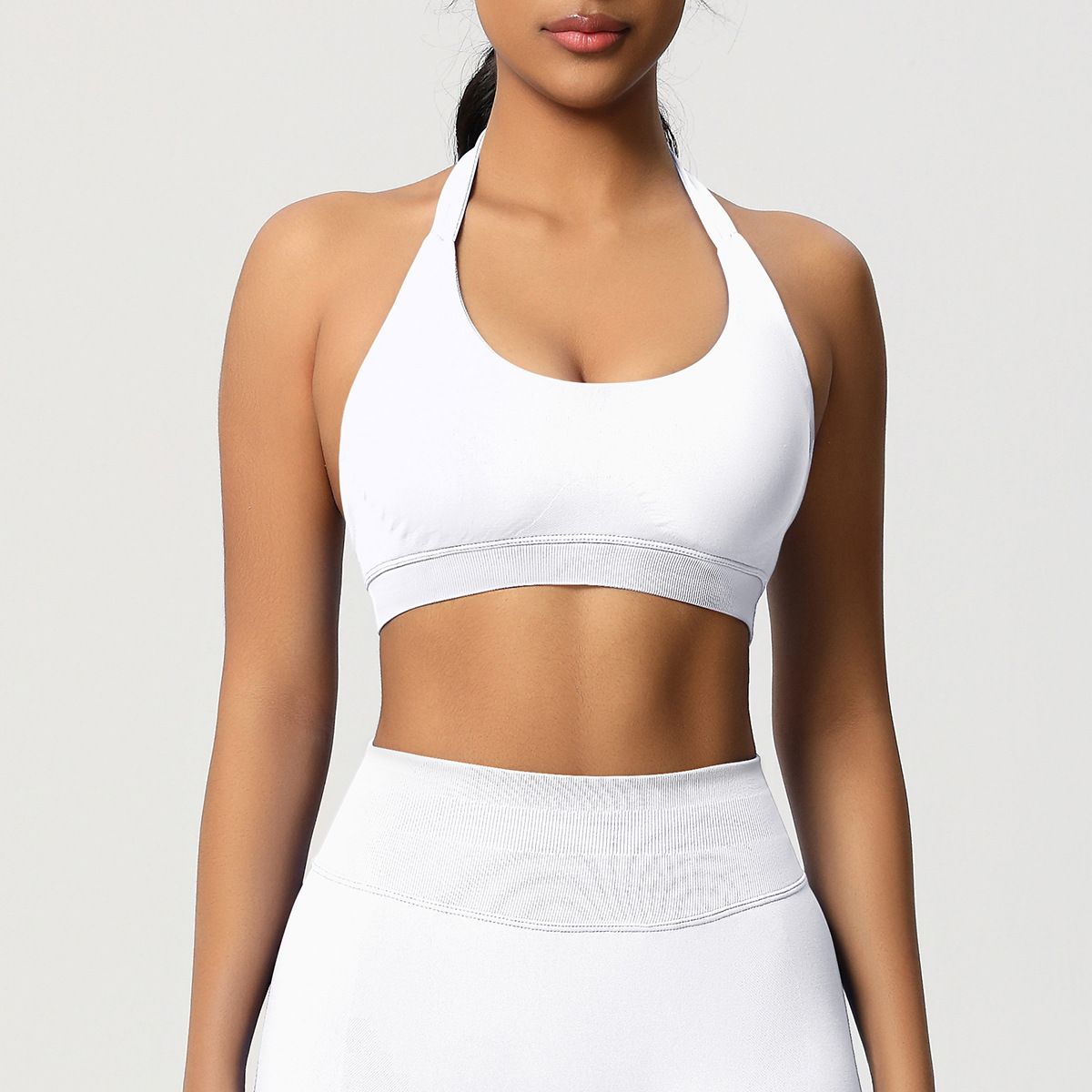 Women's Seamless Bandeau Sports Bra and Leggings Set