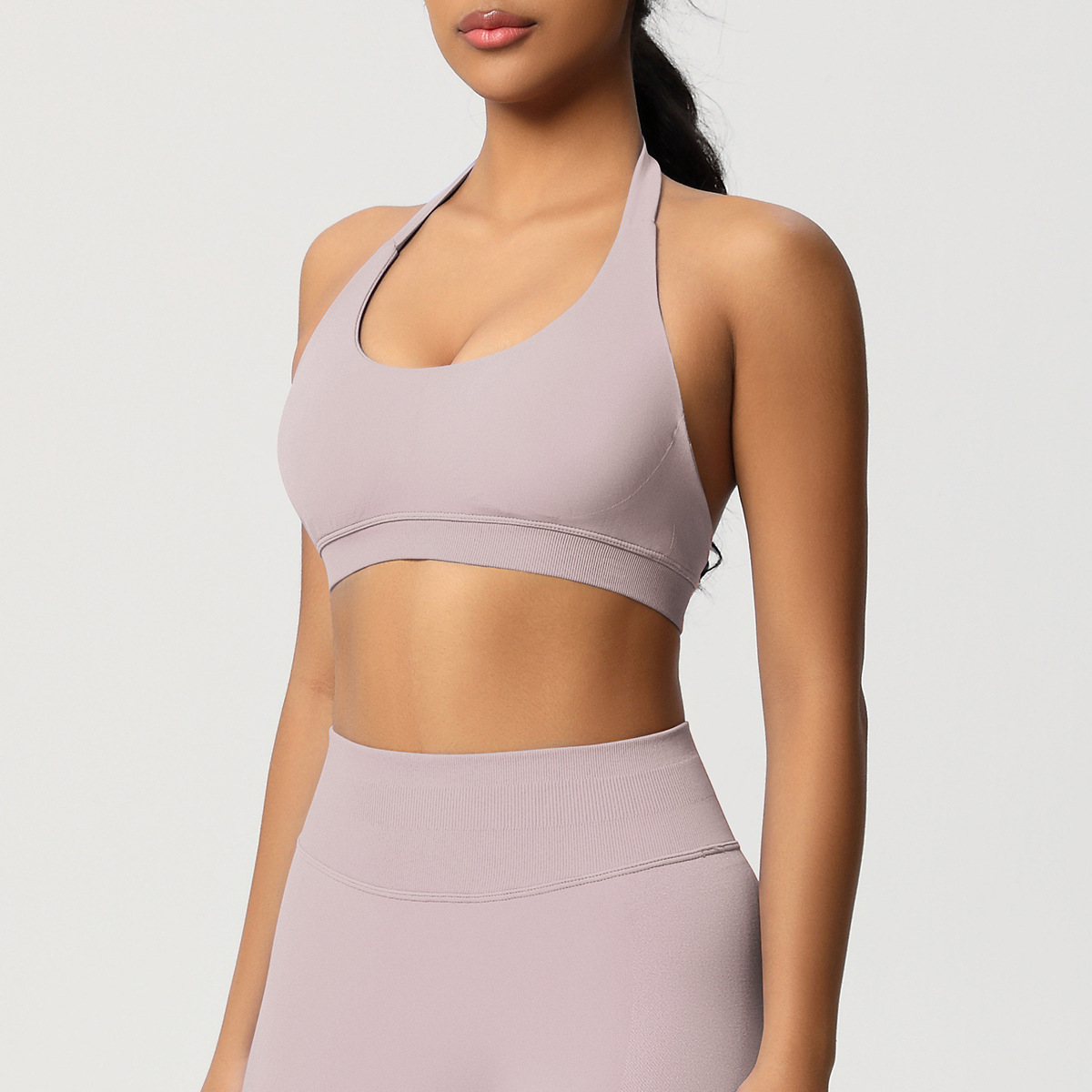 Women's Seamless Bandeau Sports Bra and Leggings Set